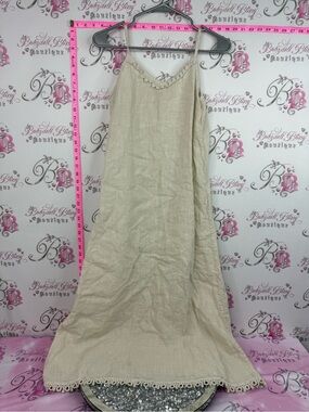 TERZO MILLENNIO Italy 🇮🇹 dress long maxi Slip Dress in Beige cream white crochet